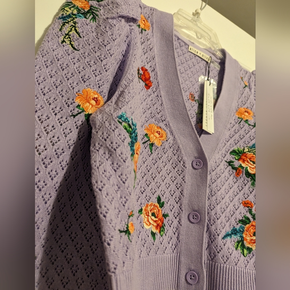 Alice + Olivia Morita Puff Sleeve Cardigan - Picture 6 of 8